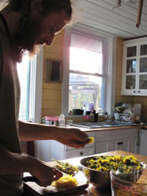 Seperating the petals for Dandelion Wine
